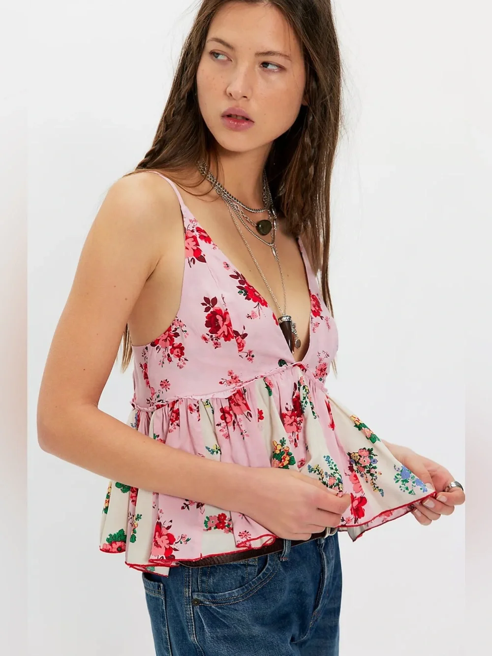 Free People Tillie Babydoll Top floral indie boho flowerchild coquette femme